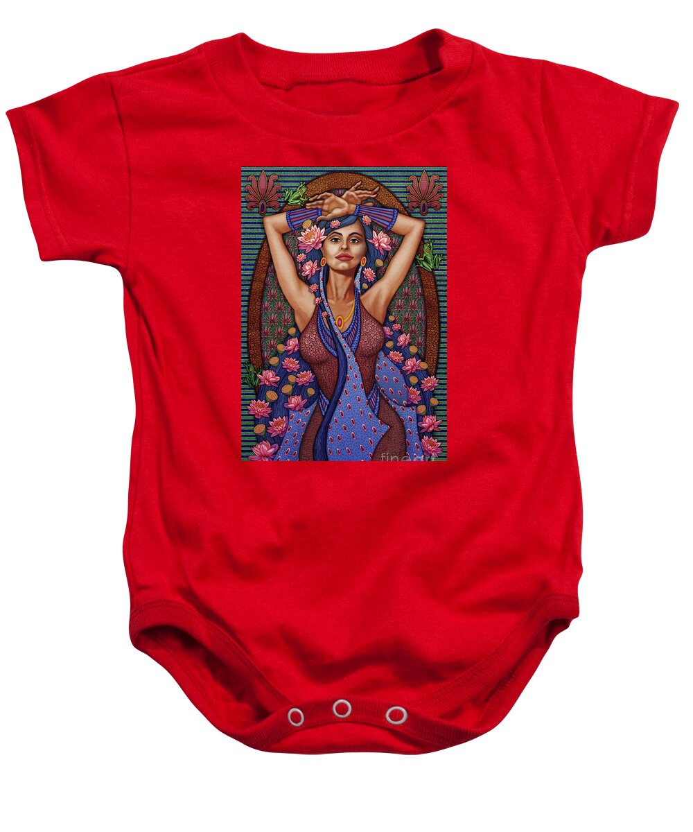 Frog Baby Onesie featuring the painting Exalted Beauty Nadia by Amy E Fraser