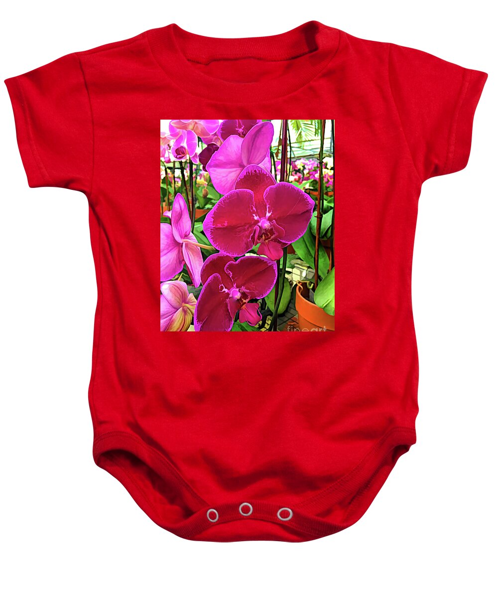 Orchid Flower Baby Onesie featuring the photograph Beautiful Exotic Orchid Artwork 01 by Carlos Diaz