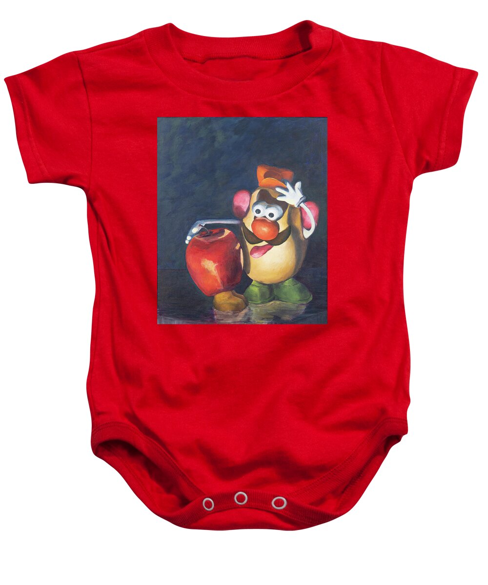 Acrylic Baby Onesie featuring the painting Forbidden Fruit by Nancy Strahinic