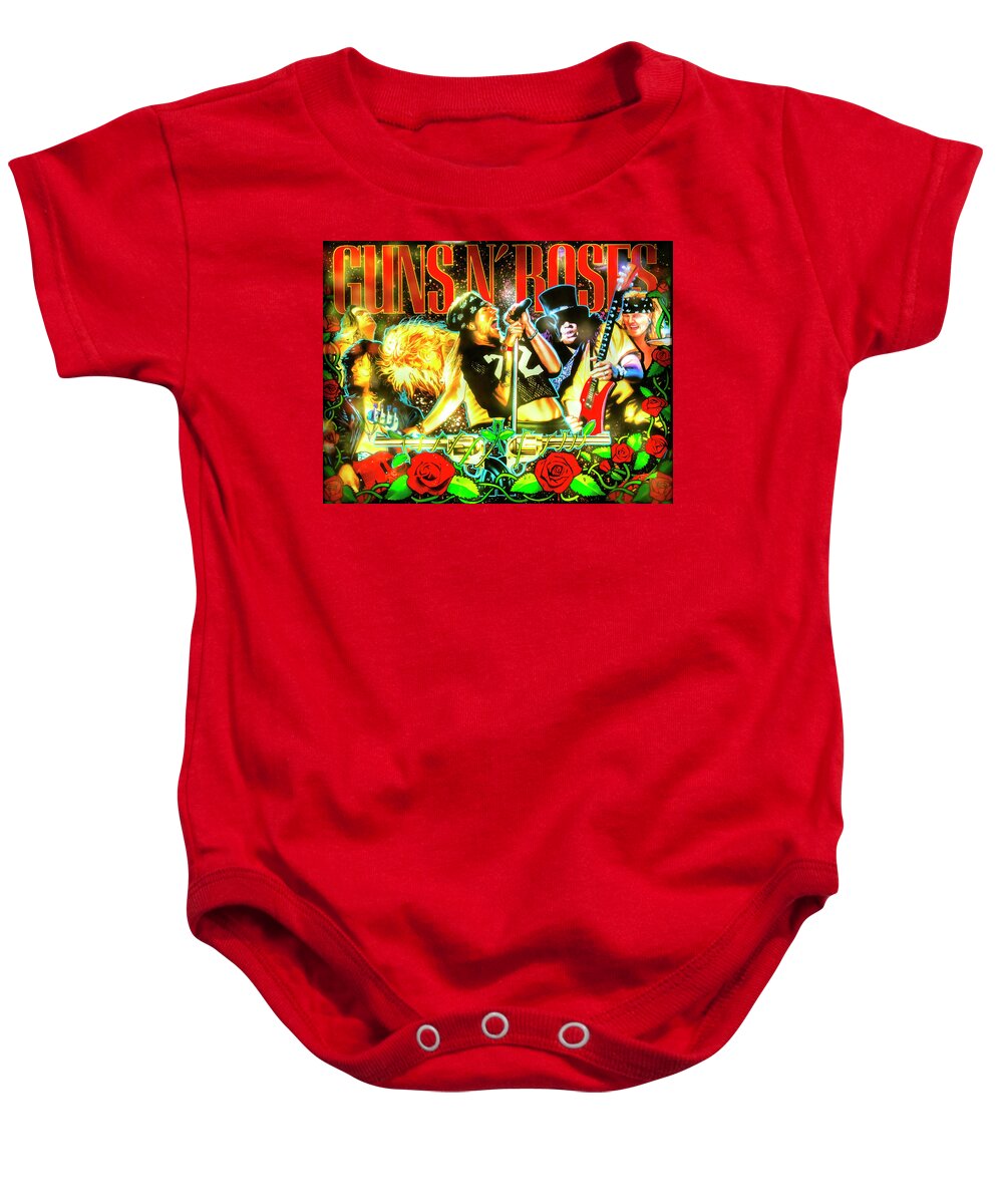 Guns And Roses Baby Onesie featuring the photograph Guns N' Roses Pinball by Dominic Piperata
