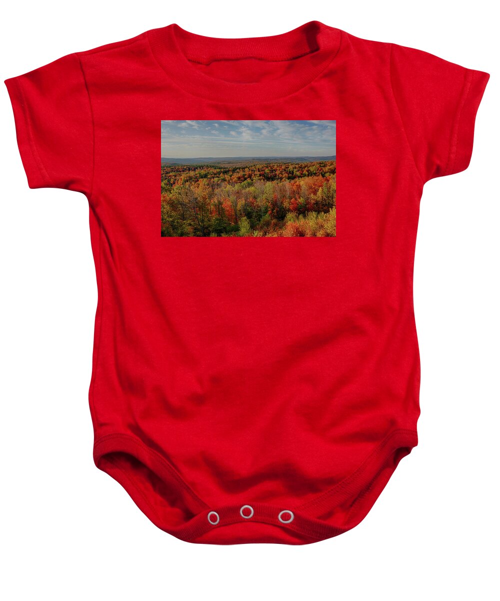 Marlboro Baby Onesie featuring the photograph Hogback Mountain Scenic Overlook Marlboro VT Vermont Fall Foliage Autumn Trees by Toby McGuire