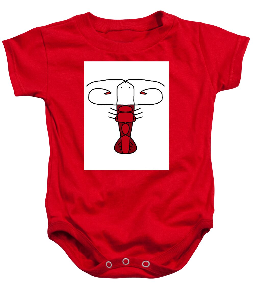 Animal Baby Onesie featuring the drawing Lobster by Bill Frische