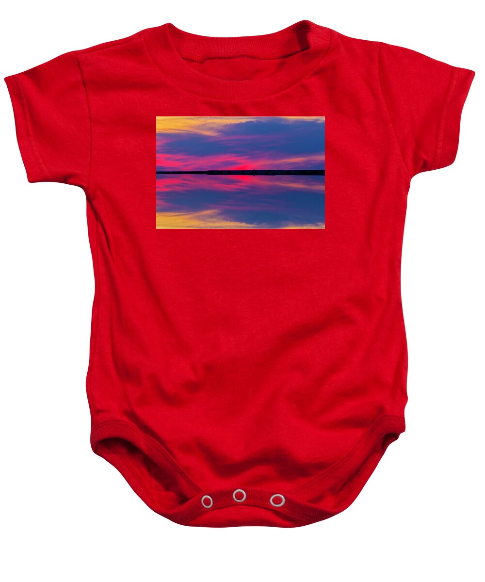 Pamlico Sound Baby Onesie featuring the photograph Pamlico Sound Sunset 2011-10 01 by Jim Dollar