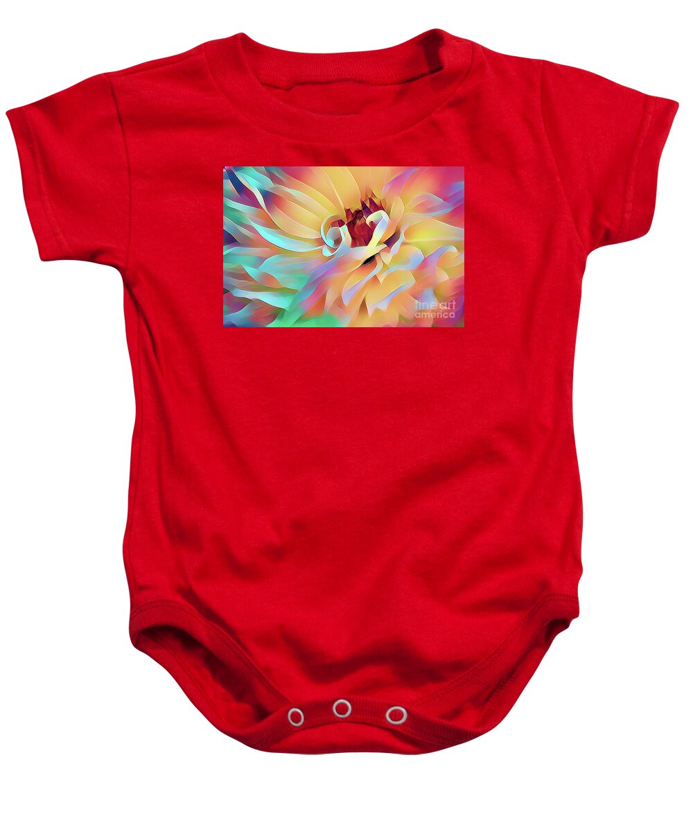 Dahlia Baby Onesie featuring the photograph Party Time Dahlia Abstract by Anita Pollak