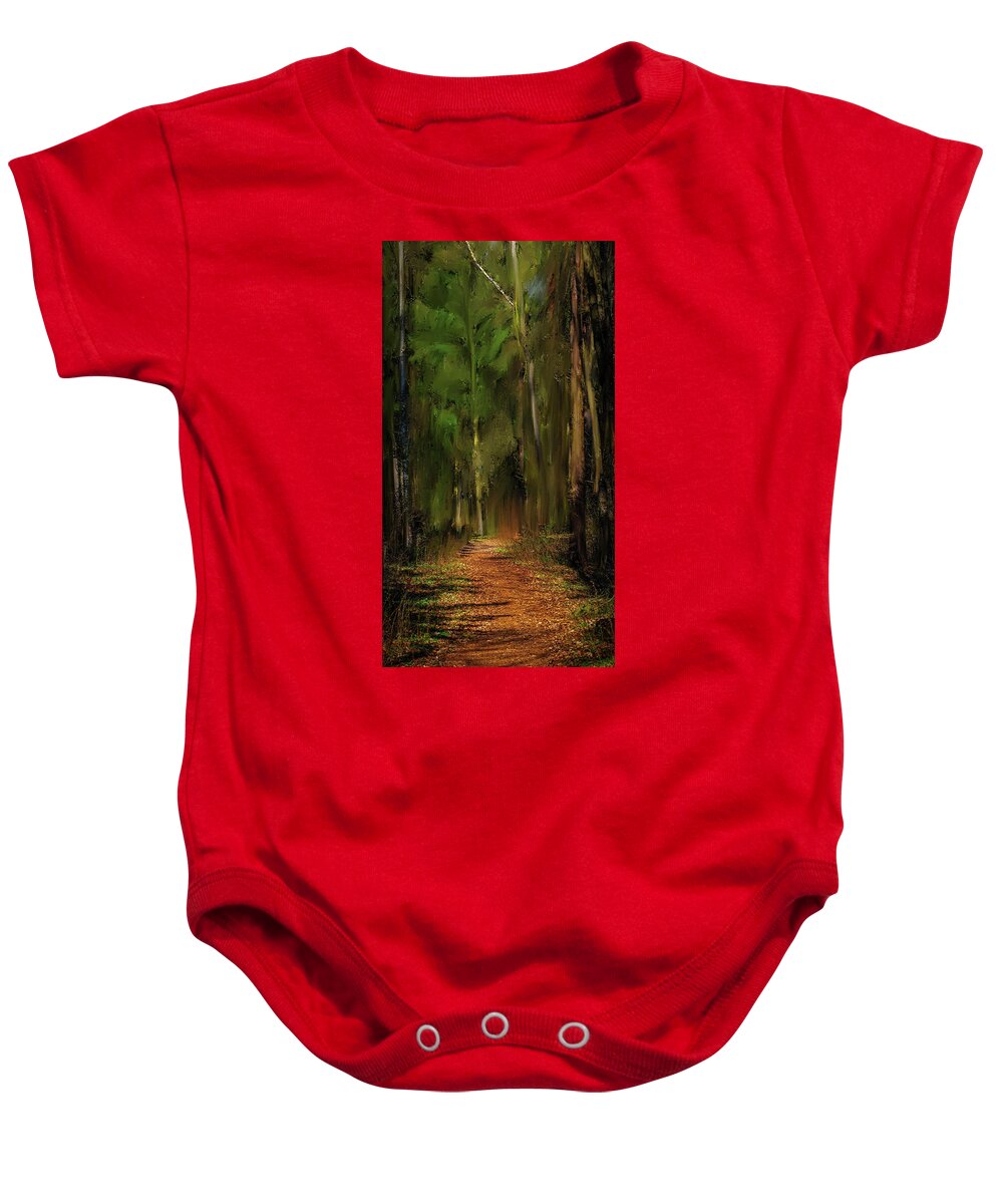 Path Into Fairy Forest Baby Onesie featuring the mixed media Path Into Fairy Forest #i6 by Leif Sohlman