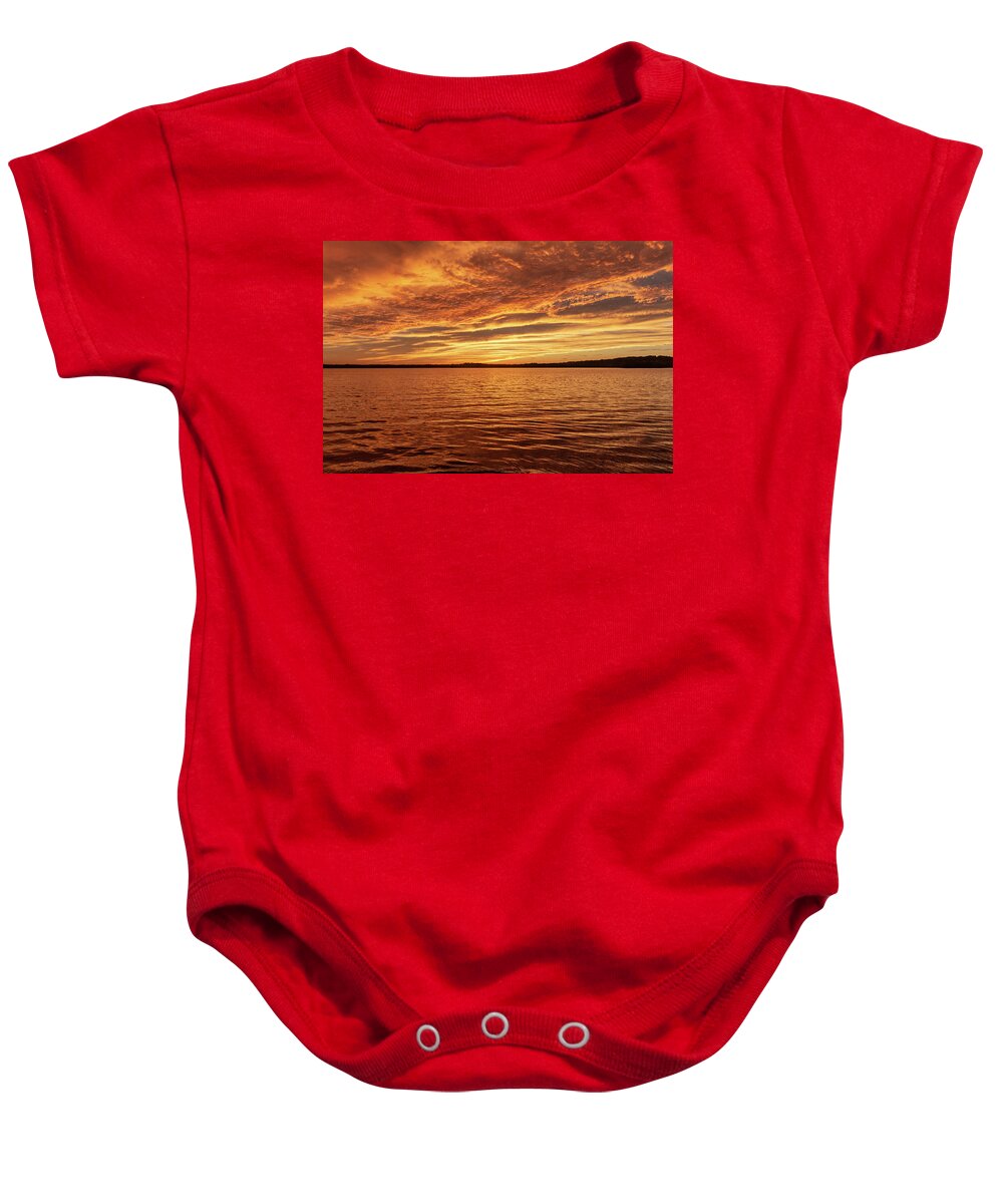 Percy Priest Lake Baby Onesie featuring the photograph Percy Priest Lake Sunset by D K Wall