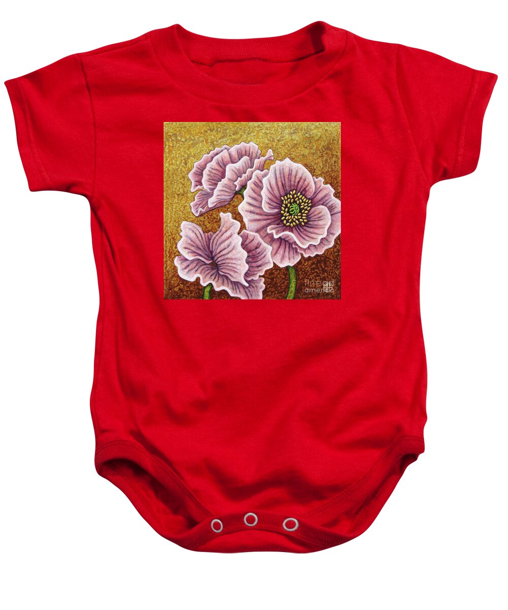 Poppy Baby Onesie featuring the painting Pink Ponderings by Amy E Fraser