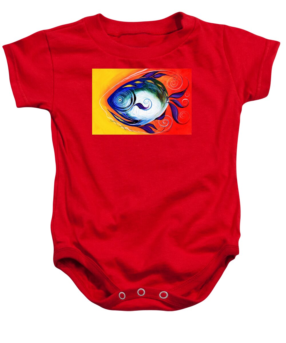Fish Baby Onesie featuring the painting Positive Fish by J Vincent Scarpace