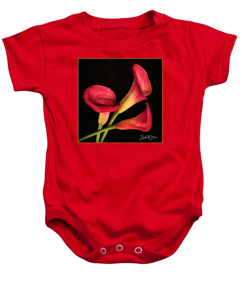 Flowers Baby Onesie featuring the photograph Red Lilies Trio by Barbara Zahno