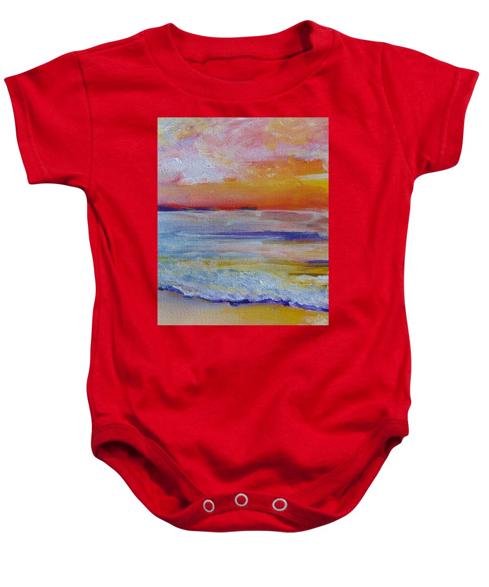 Gulf Of Mexico Baby Onesie featuring the painting Sunset on the Gulf by Saundra Johnson