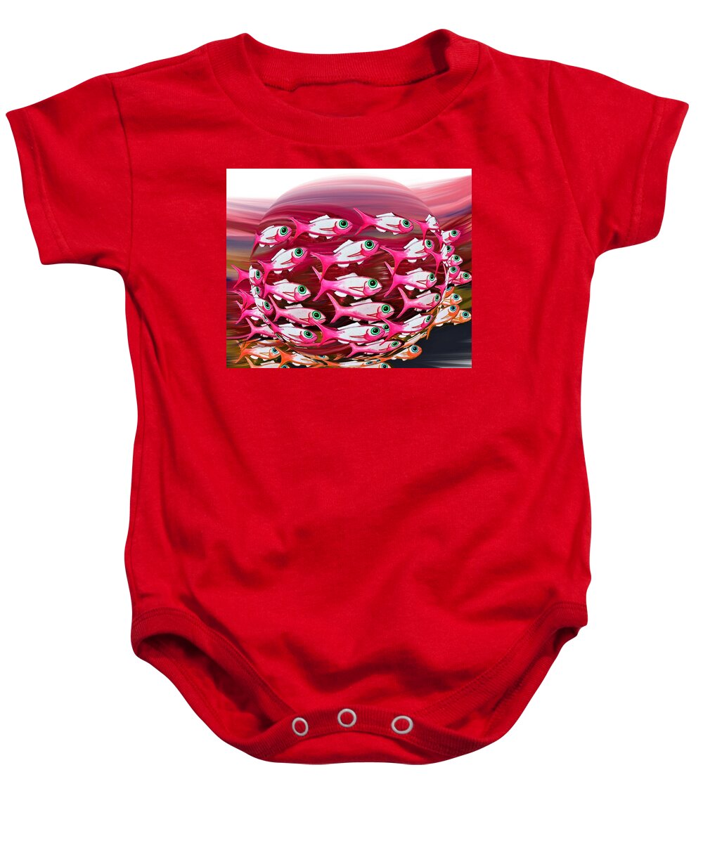 Modern Abstract Baby Onesie featuring the painting The Fish Eye View by Joan Stratton