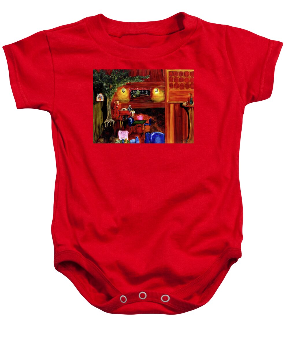 Jazz Musicians Baby Onesie featuring the painting The Jazz Club II by Anitra Boyt