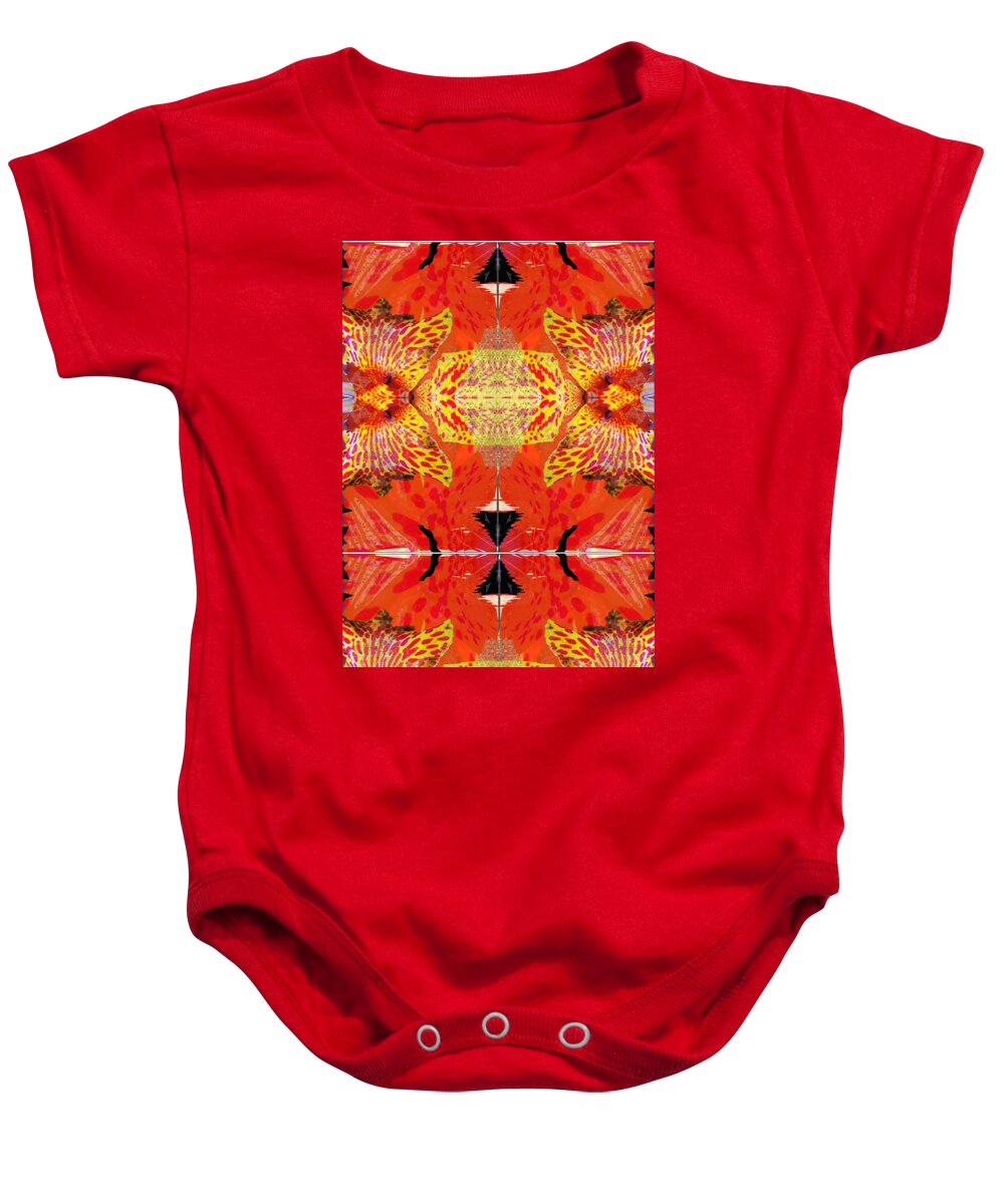 Tiger Baby Onesie featuring the digital art Tiger, Lilly, Tapestry, Pink, Yellow by Scott S Baker