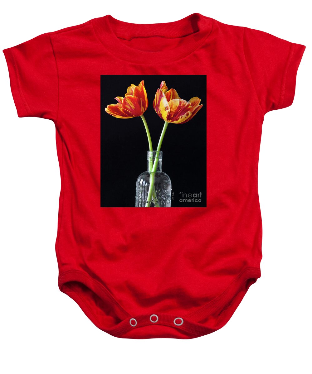 Tulips Baby Onesie featuring the photograph Twin Tulips by Billy Knight