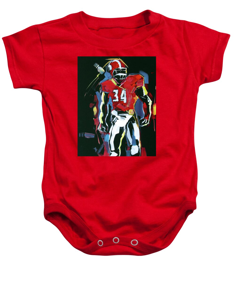 Uga Football Baby Onesie featuring the painting UGA number 34 by John Gholson