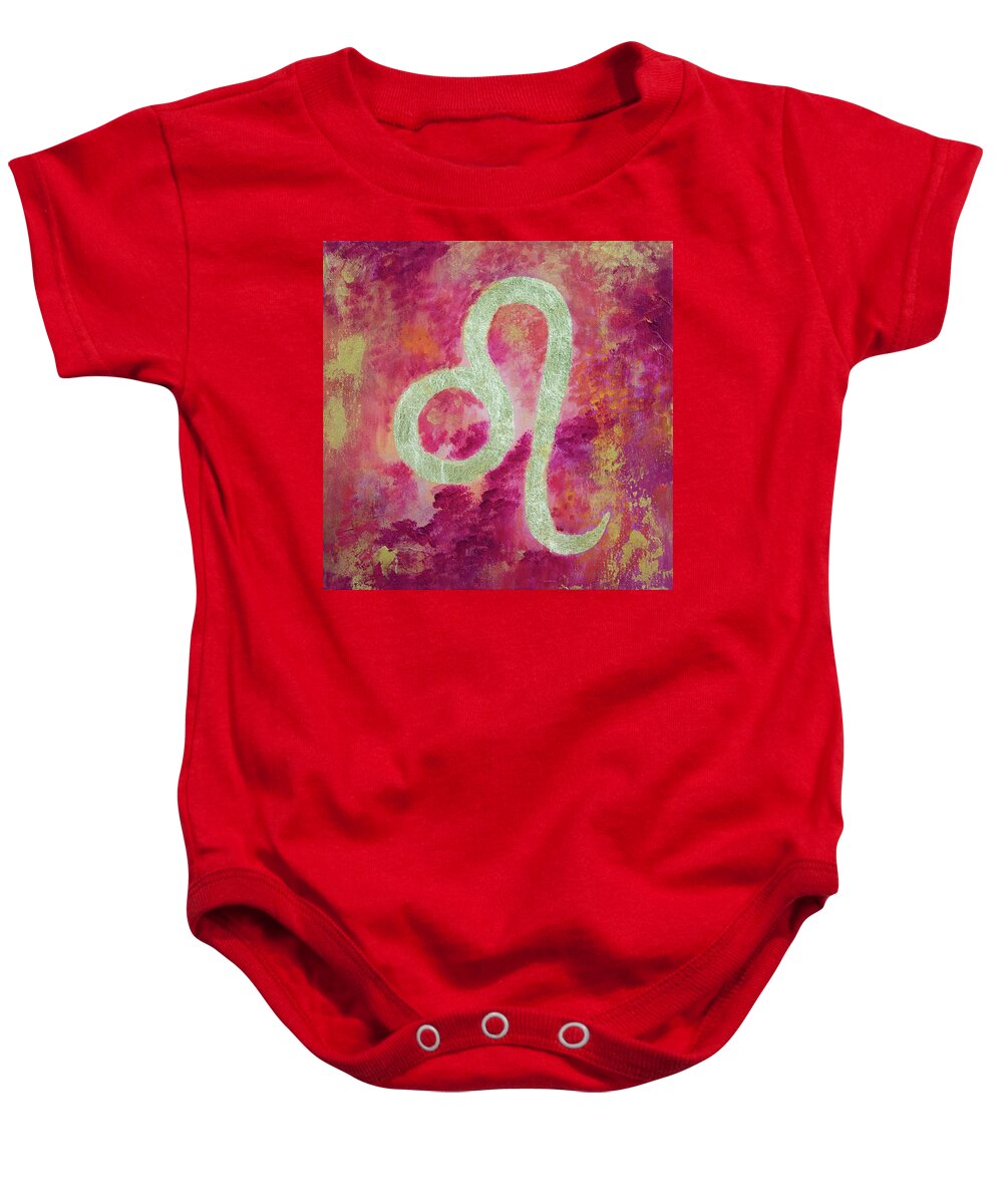 Acrylic Baby Onesie featuring the painting Zodiac Leo by Linh Nguyen-Ng