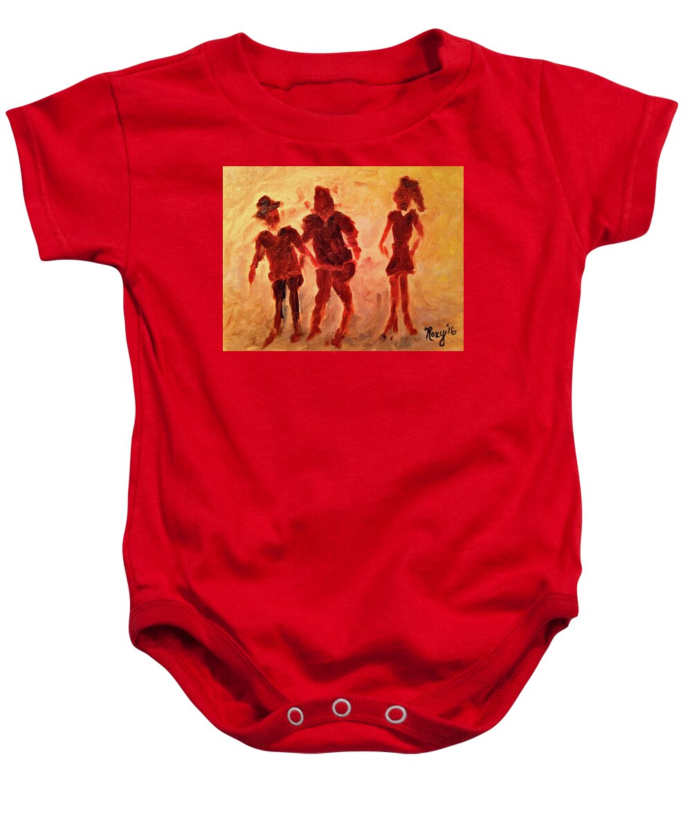 Black People Baby Onesie featuring the painting Double Take #1 by Roxy Rich