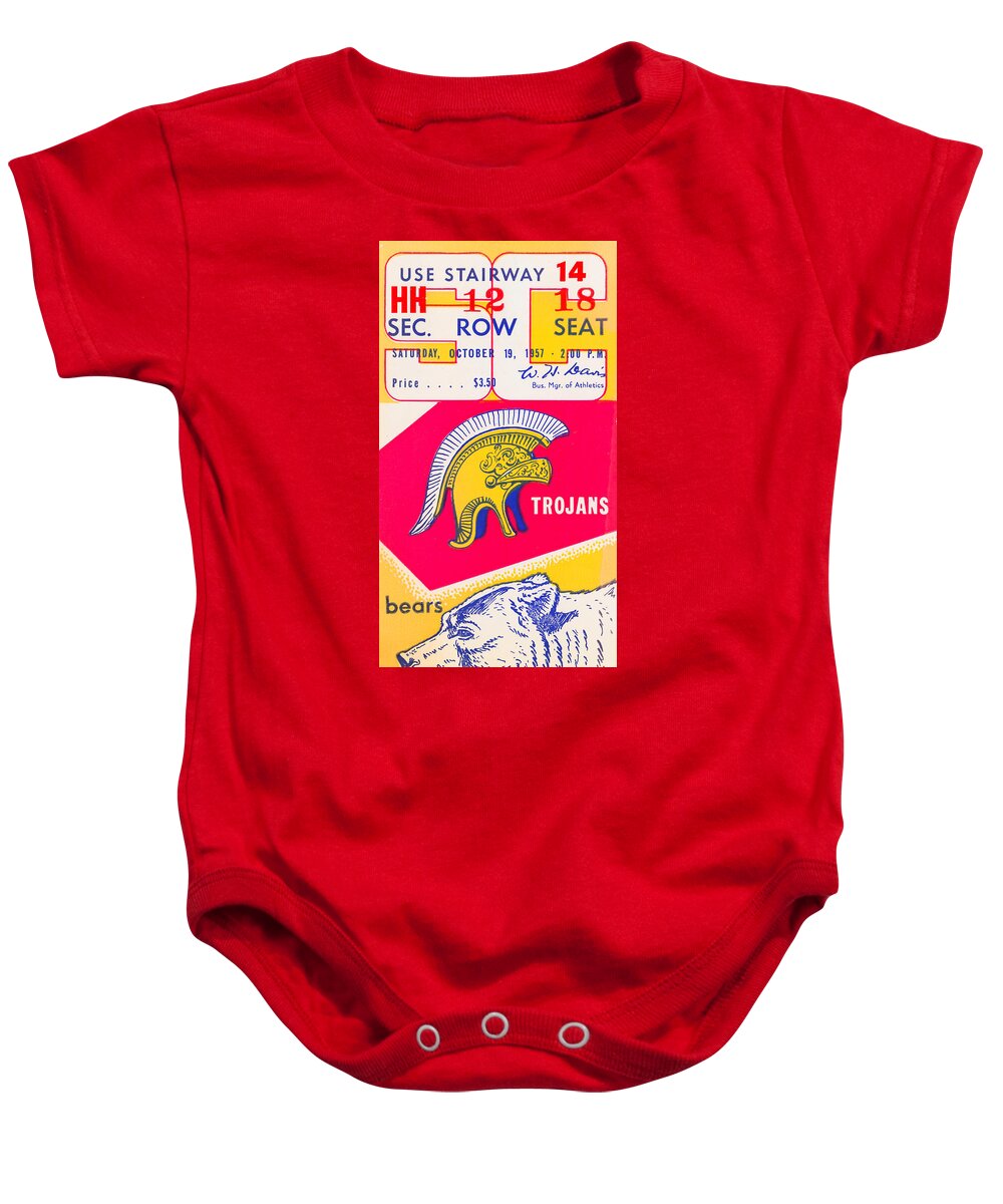  Baby Onesie featuring the mixed media 1957 California vs. USC by Row One Brand