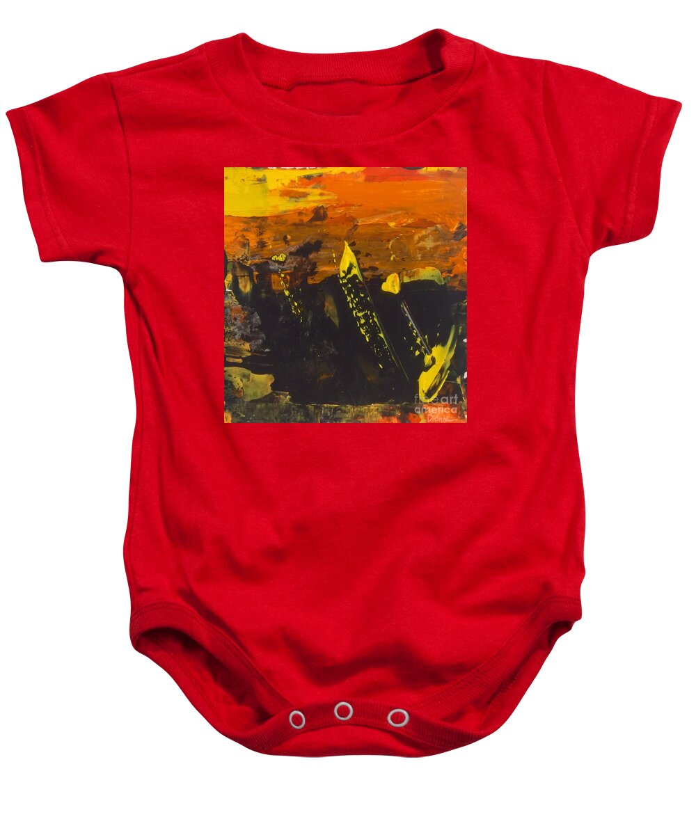 Abstract Baby Onesie featuring the painting Abstract Orange II by Lisa Dionne