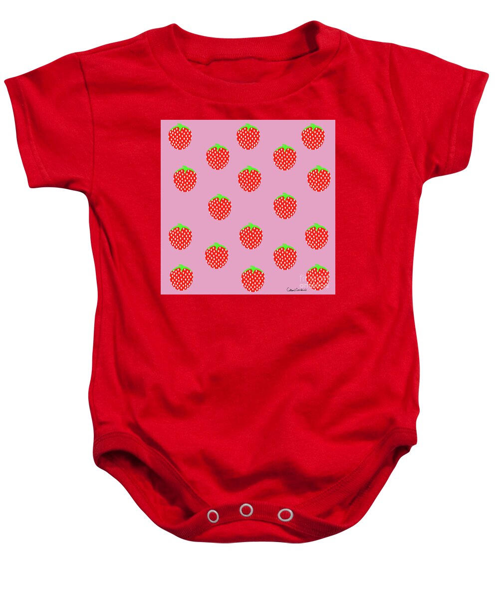 Strawberry Baby Onesie featuring the digital art Berry Beautiful Summer by Colleen Cornelius