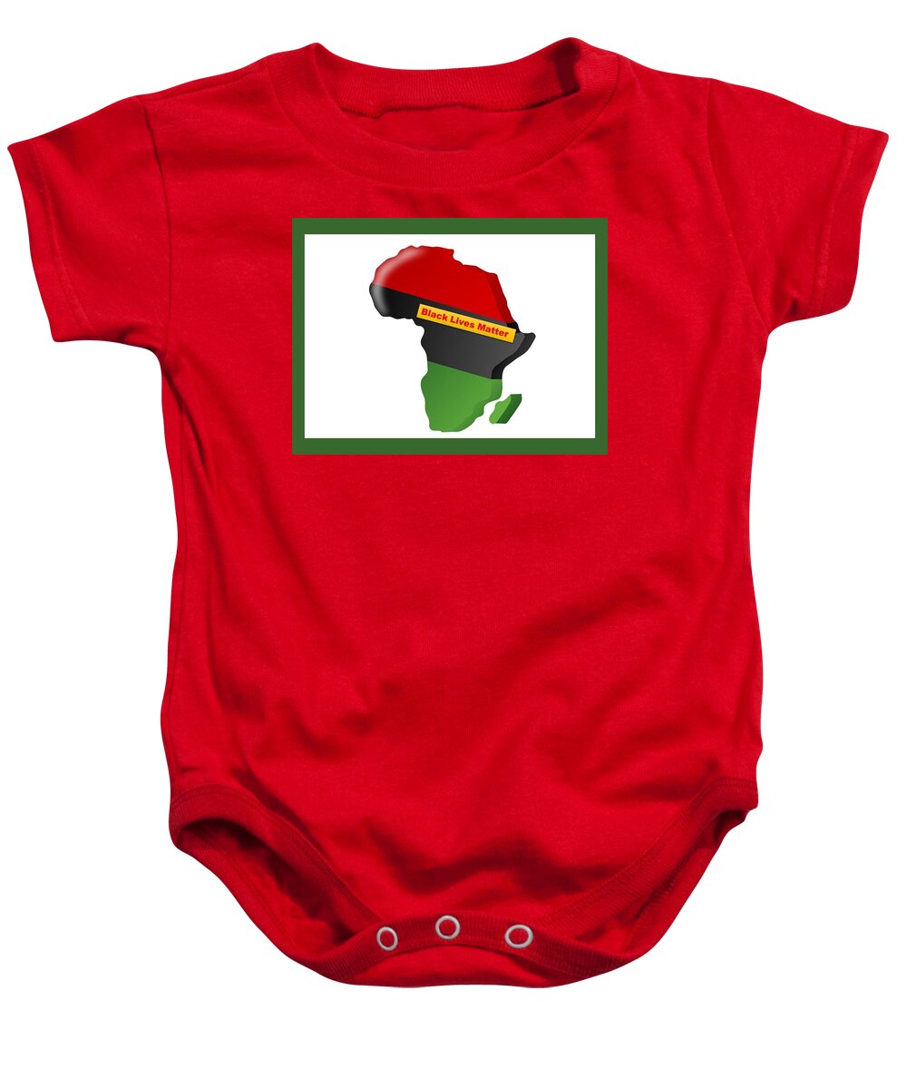 Blm Baby Onesie featuring the mixed media Black Lives Matter Africa Image by Nancy Ayanna Wyatt