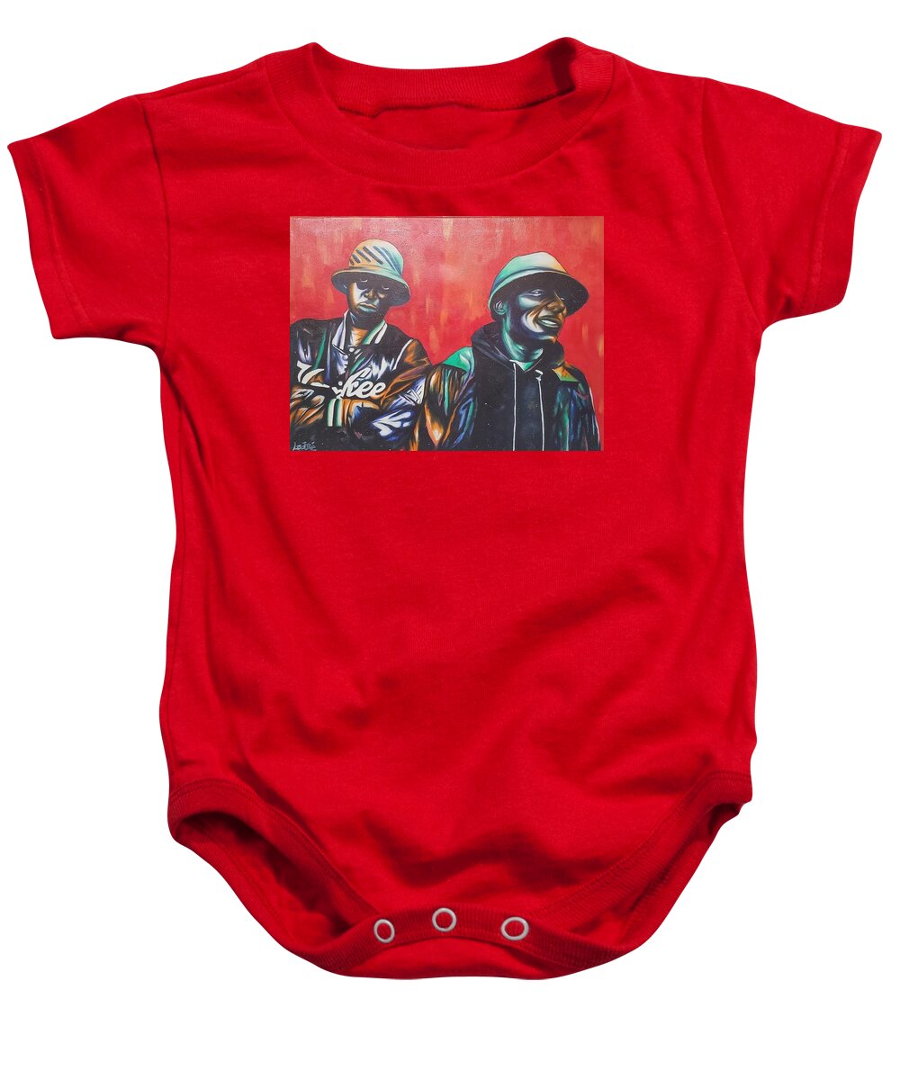 Hiphop Baby Onesie featuring the painting Blackstar Shining by Ladre Daniels