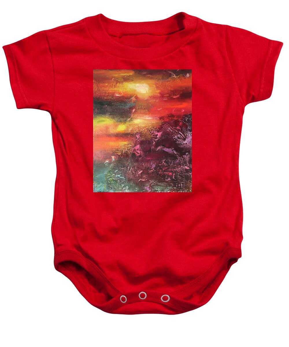 Abstract Painting Baby Onesie featuring the painting Bright sunlight by Maria Karlosak