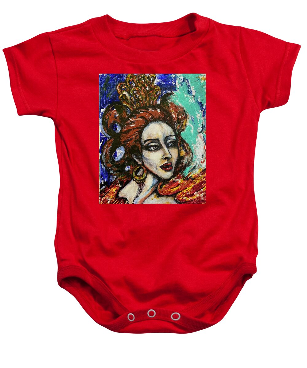 Carmen Baby Onesie featuring the painting Carmen-Suite by Rae Chichilnitsky