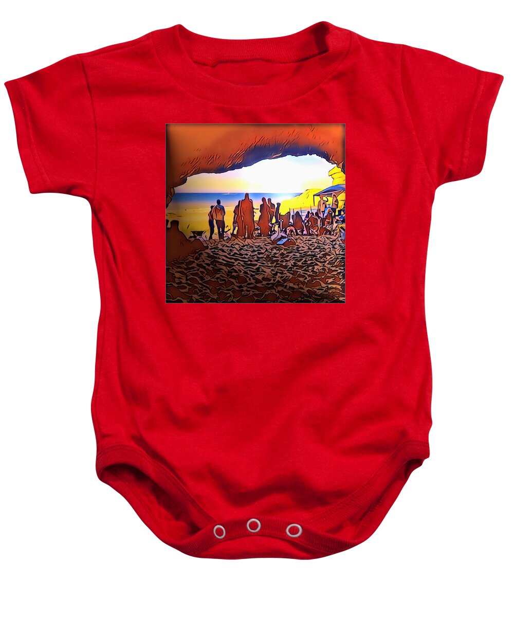 Cave Baby Onesie featuring the digital art Cave Party by John Mckenzie