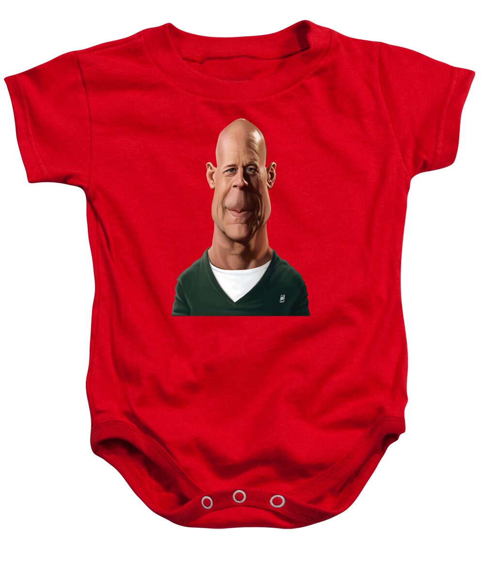Illustration Baby Onesie featuring the digital art Celebrity Sunday - Bruce Willis by Rob Snow