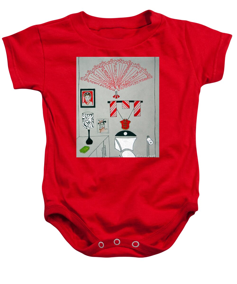 Bathroom Baby Onesie featuring the drawing Chinese Throne Room by Jayne Somogy