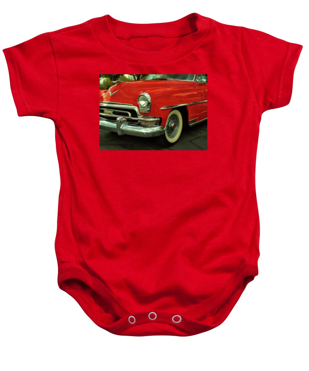 Automotive Baby Onesie featuring the photograph Classic Red Chrysler by DK Digital