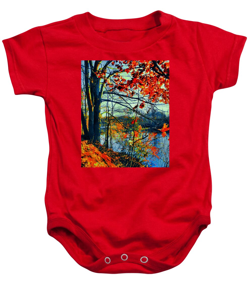 Autumn Baby Onesie featuring the mixed media Colorful Autumn by Natalie Holland