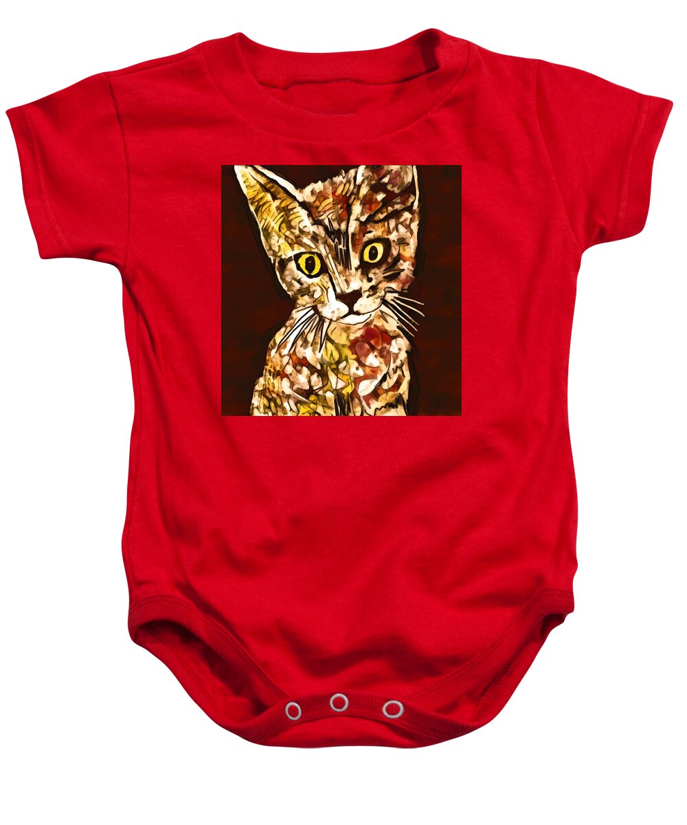  Baby Onesie featuring the mixed media Colorful Kitten 6 by Eileen Backman