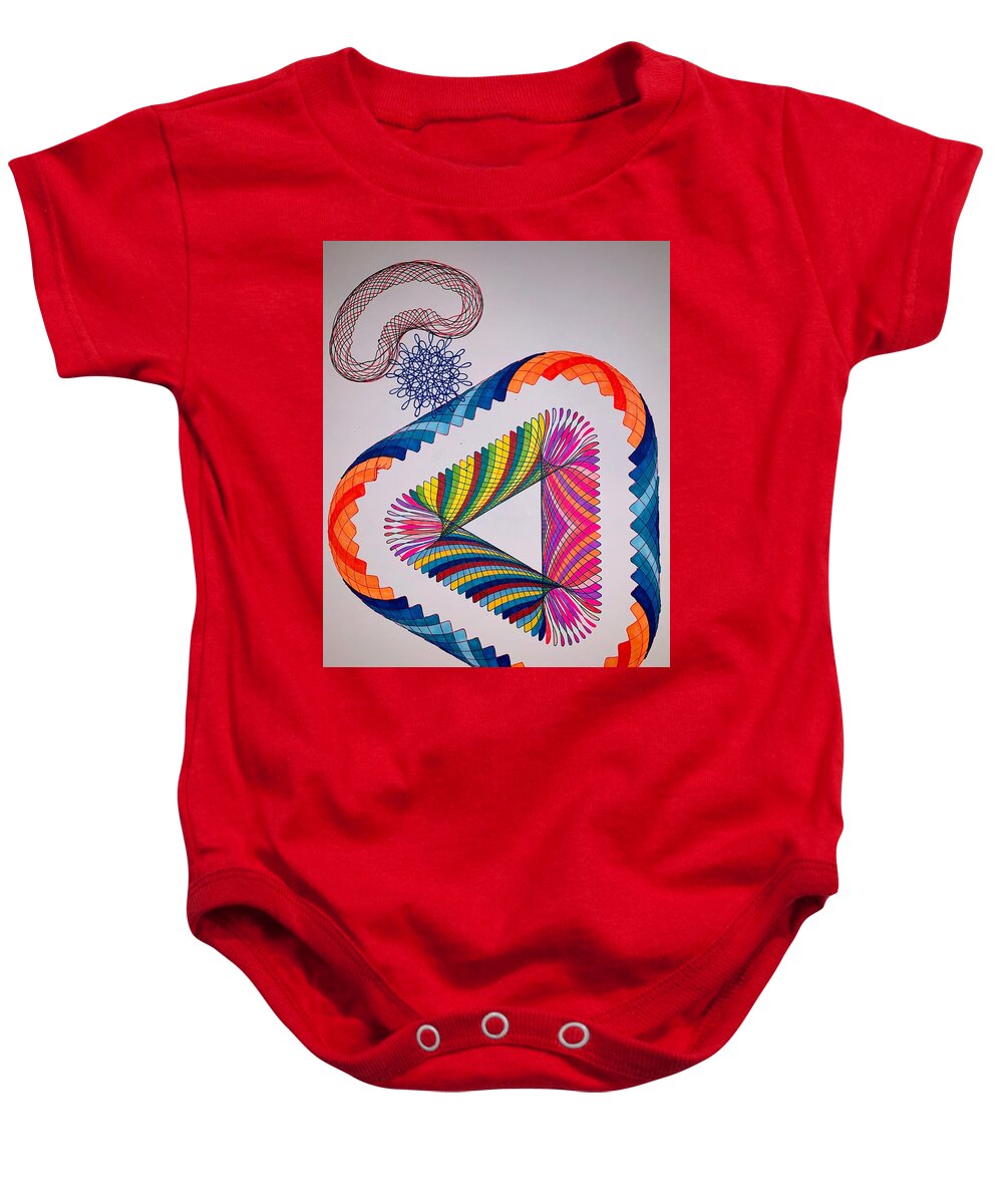 Spirograph Baby Onesie featuring the drawing Covid-19 Defense System by Steve Sommers