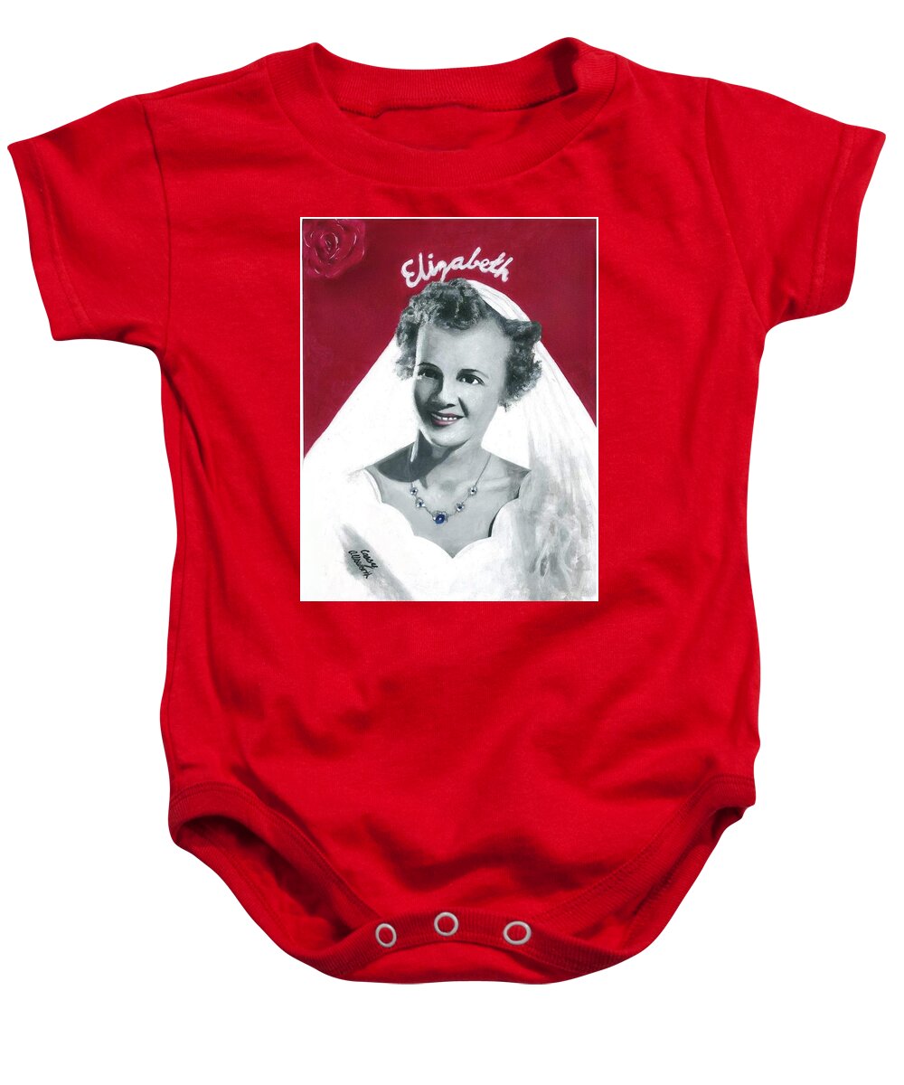 Acrylic Portraits Baby Onesie featuring the painting Elizabeth by Cassy Allsworth