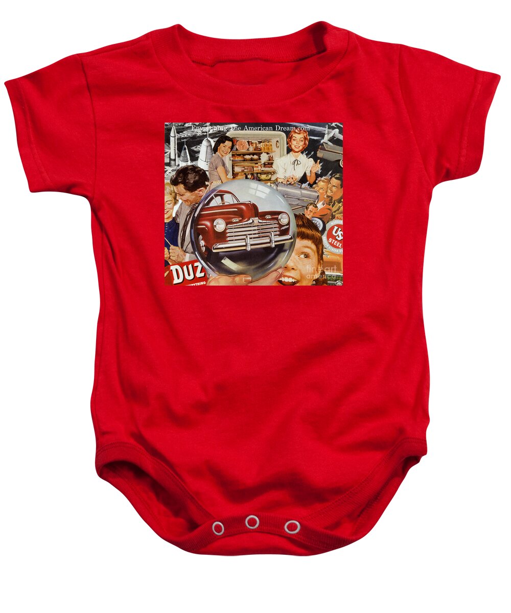 Collage Baby Onesie featuring the mixed media Envisioning The American Dream.com by Sally Edelstein