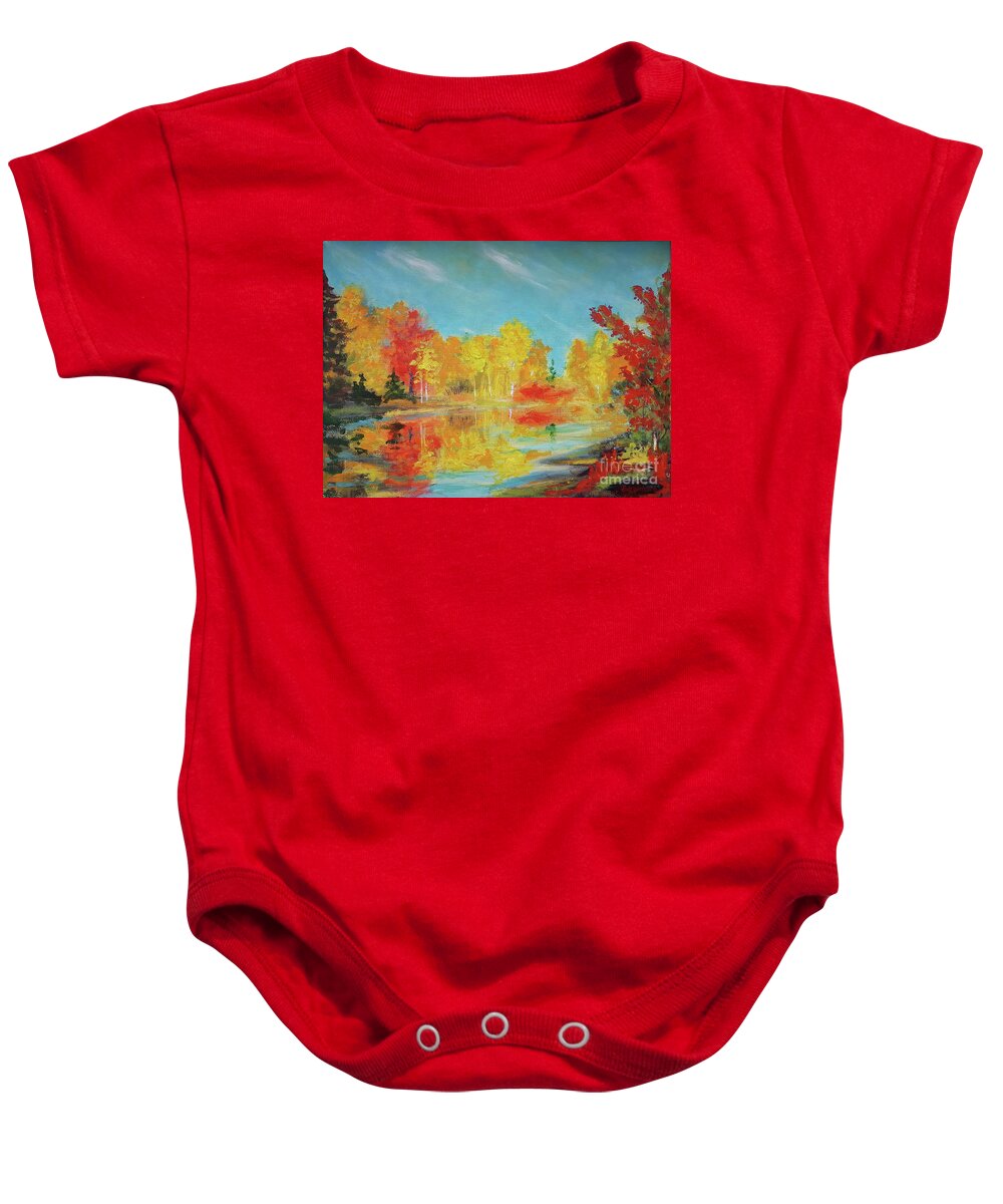 Acrylic Baby Onesie featuring the painting Fall Impressions by Petra Burgmann