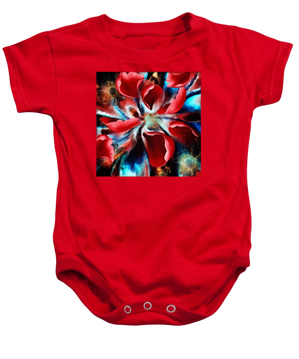 Abstract Art Baby Onesie featuring the mixed media Falling In Love by Canessa Thomas