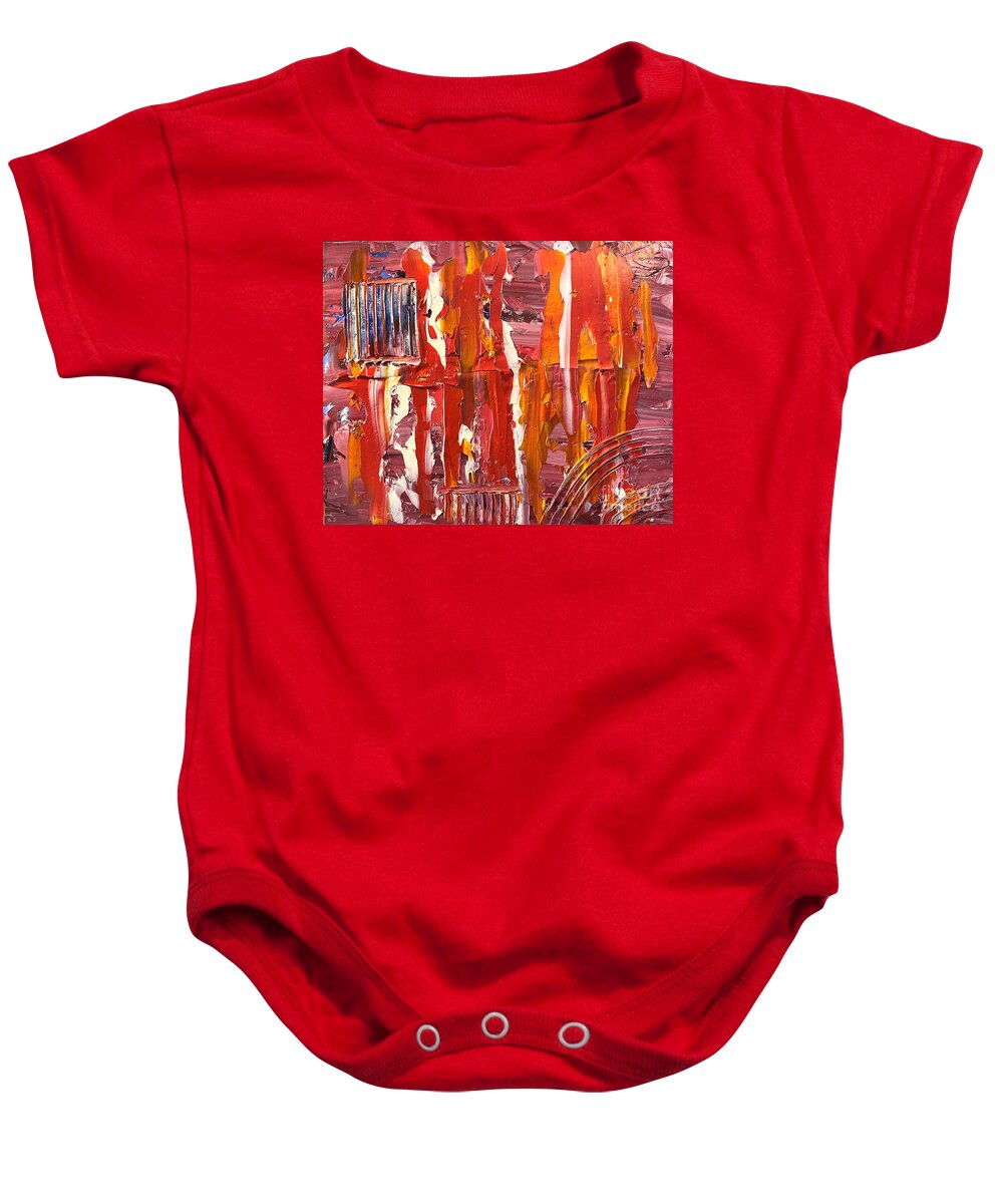 Abstract Baby Onesie featuring the painting Finding A Way Through by Monika Shepherdson