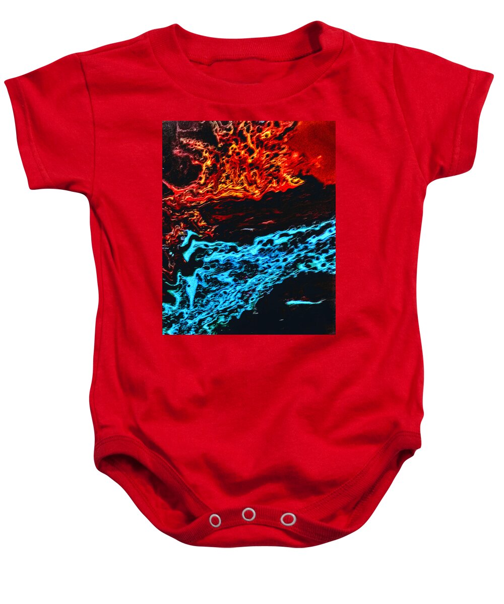 Fire Baby Onesie featuring the painting Fire And Ice by Anna Adams