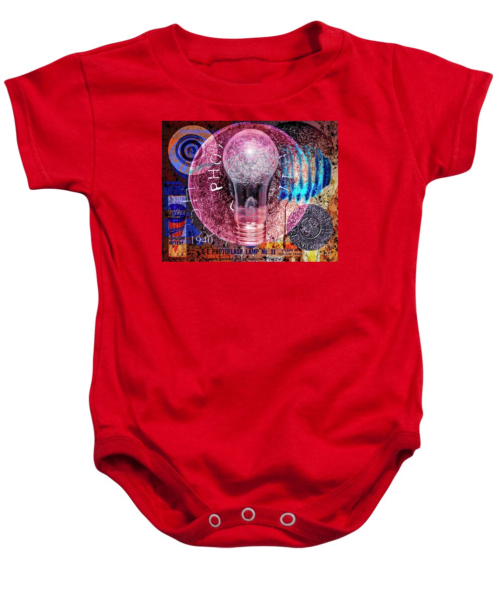 General Baby Onesie featuring the digital art General Electric Photoflash Lamp No. 11 Class M by Anthony Ellis