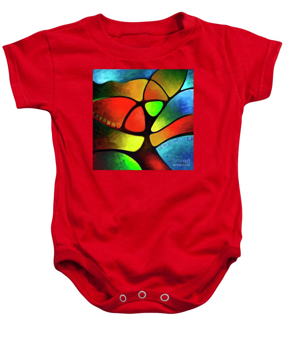 Tree Baby Onesie featuring the painting Geometree by Sally Trace