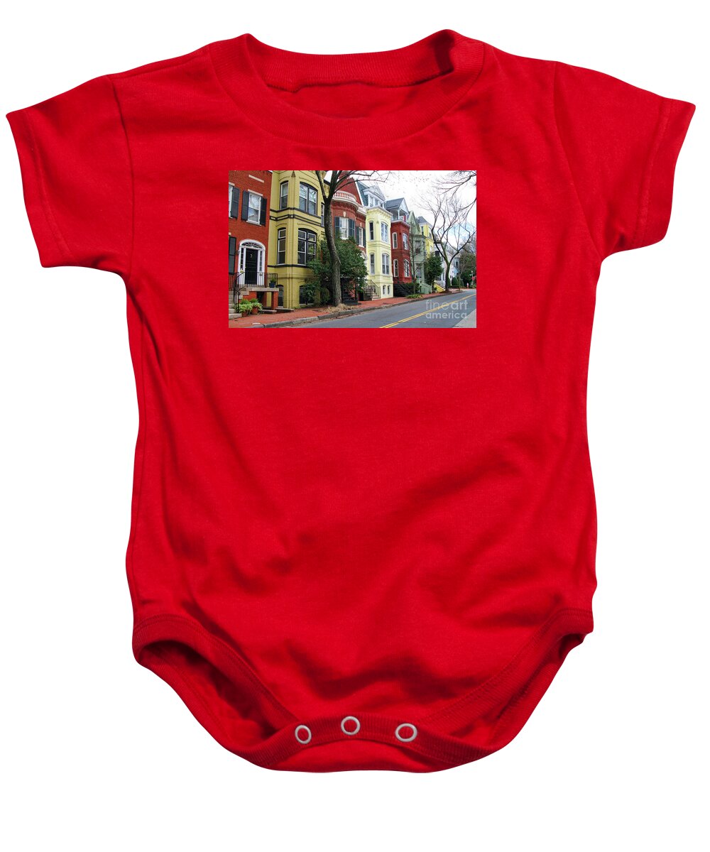 Georgetown Baby Onesie featuring the photograph Georgetown Row Houses 2541 by Jack Schultz