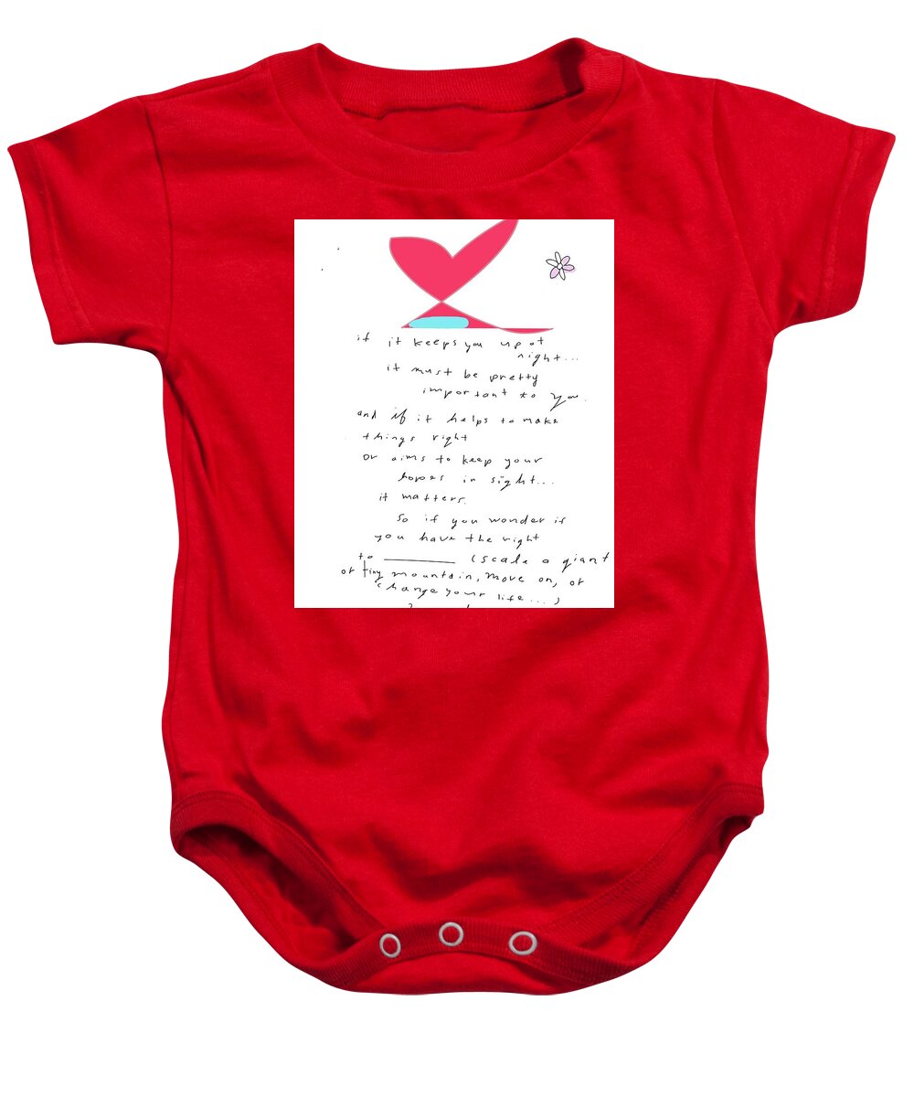 Inspirational Baby Onesie featuring the drawing Giant Or Tiny Mountains by Ashley Rice