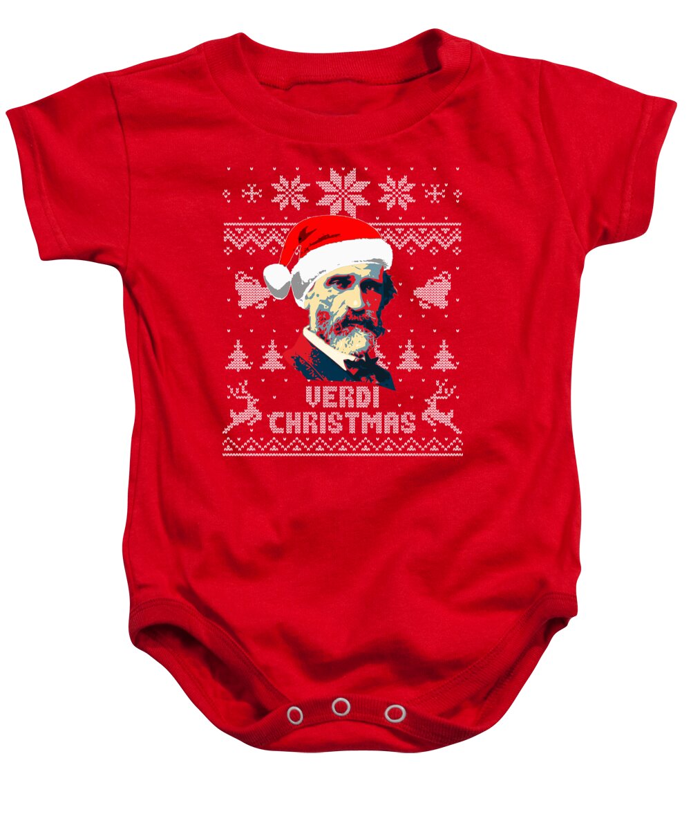 Santa Baby Onesie featuring the digital art Giuseppe Verdi Christmas by Megan Miller