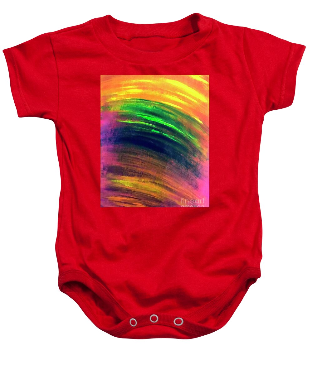 Abstract Art Baby Onesie featuring the painting Going For the Gold by Ann Brown