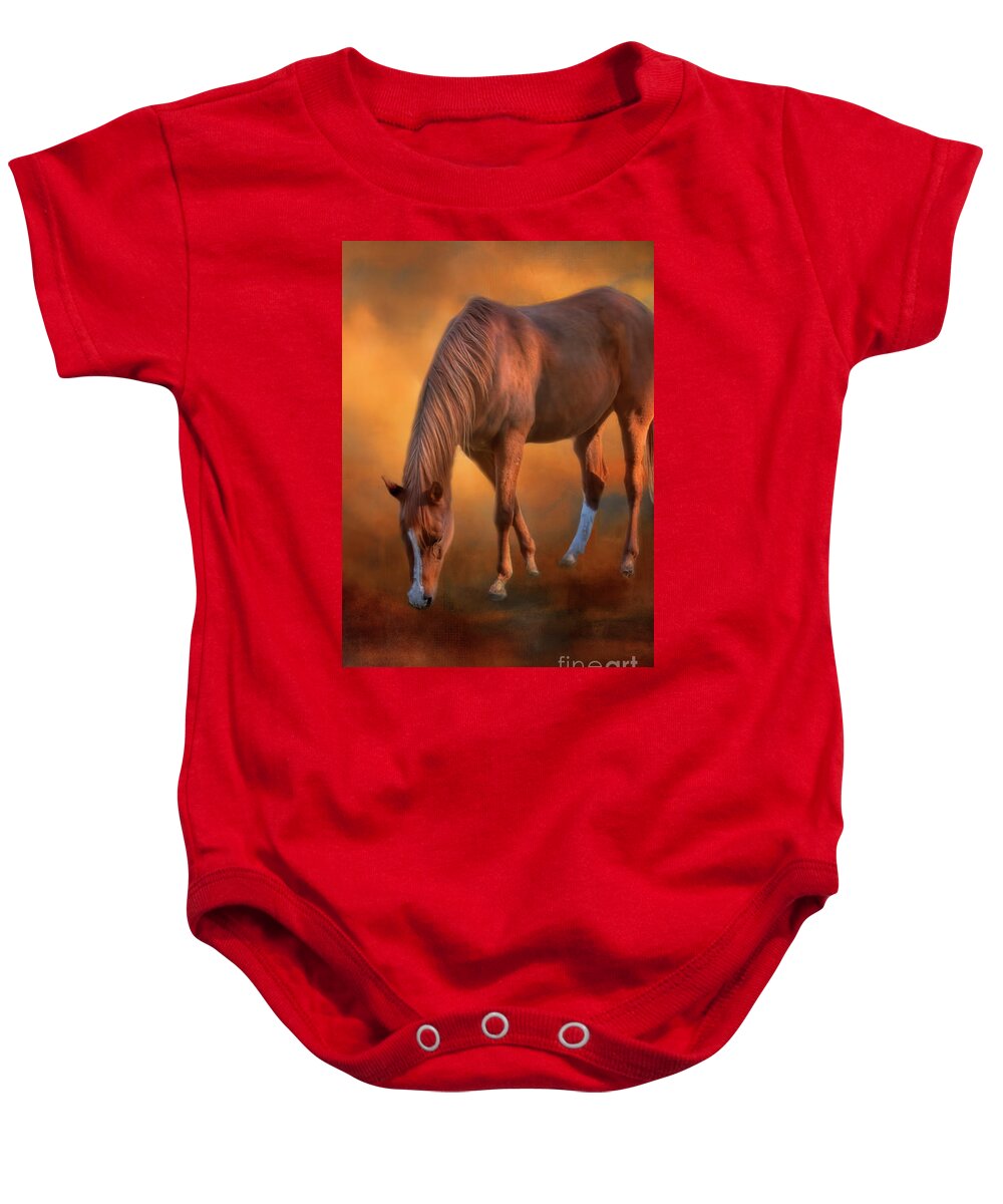 Horse Baby Onesie featuring the photograph Golden Boy by Joan Bertucci