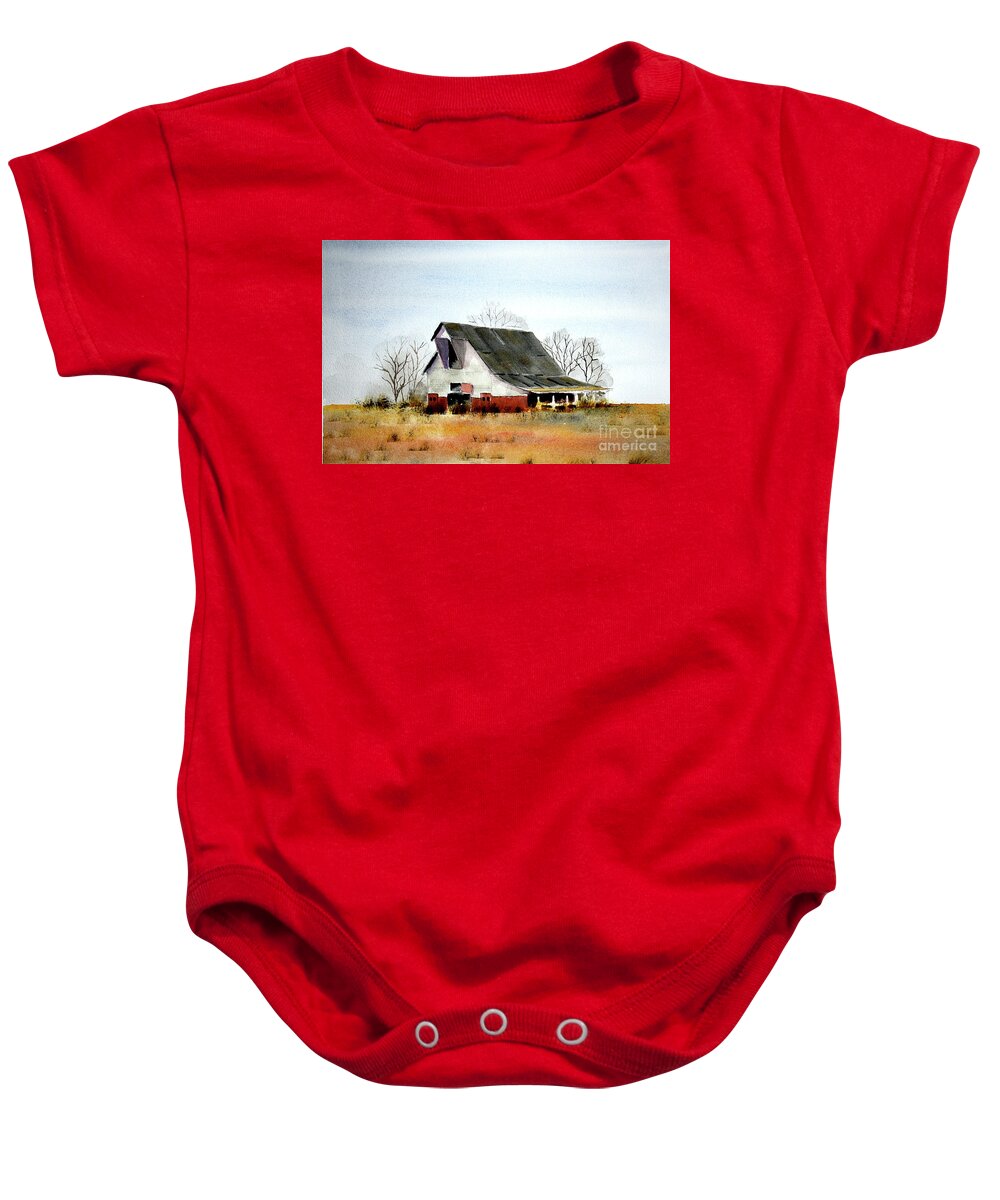 Rural Landscape Baby Onesie featuring the painting Graves Co Barn #2 by William Renzulli