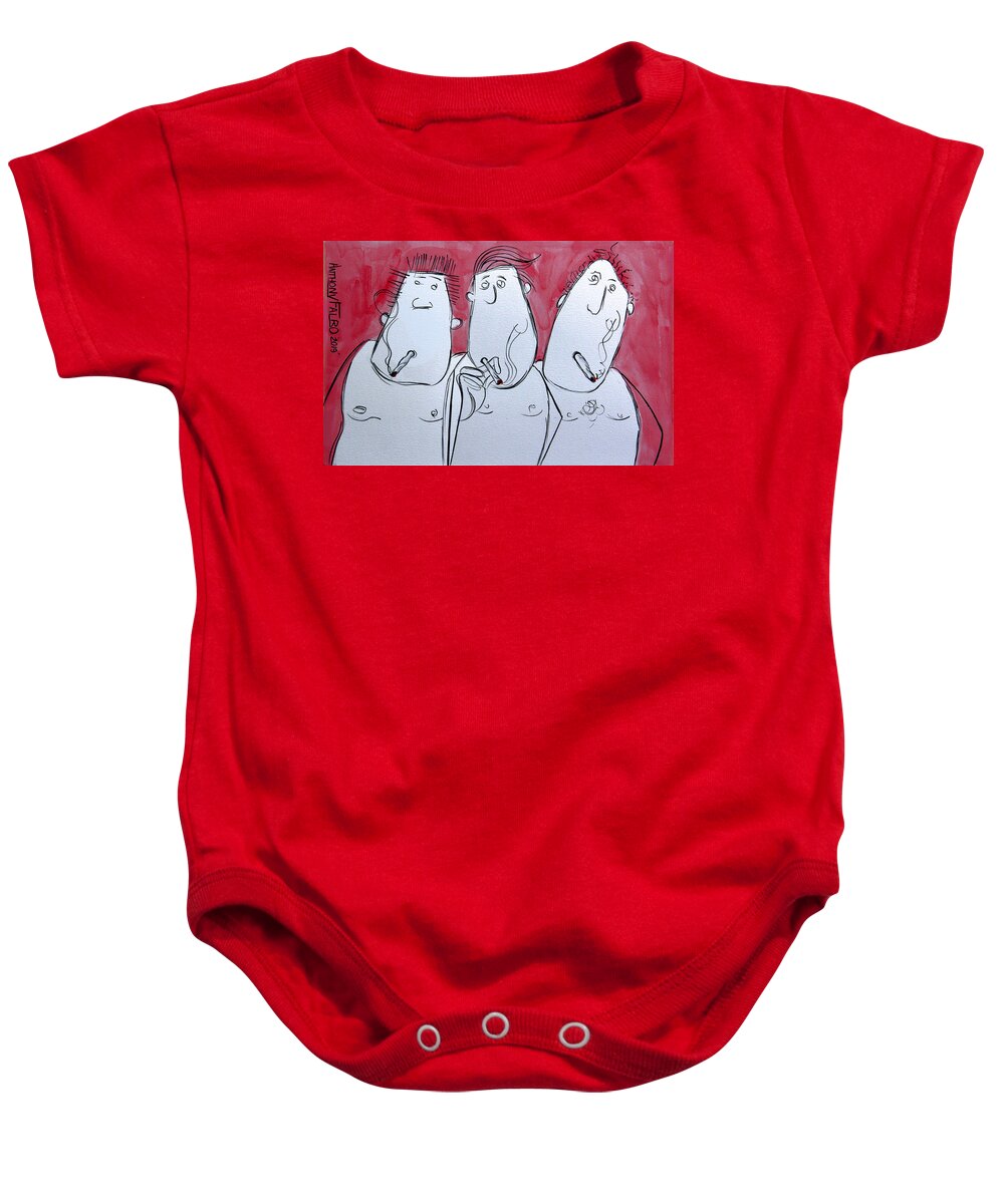 Whimsical Baby Onesie featuring the painting Group Therapy by Anthony Falbo